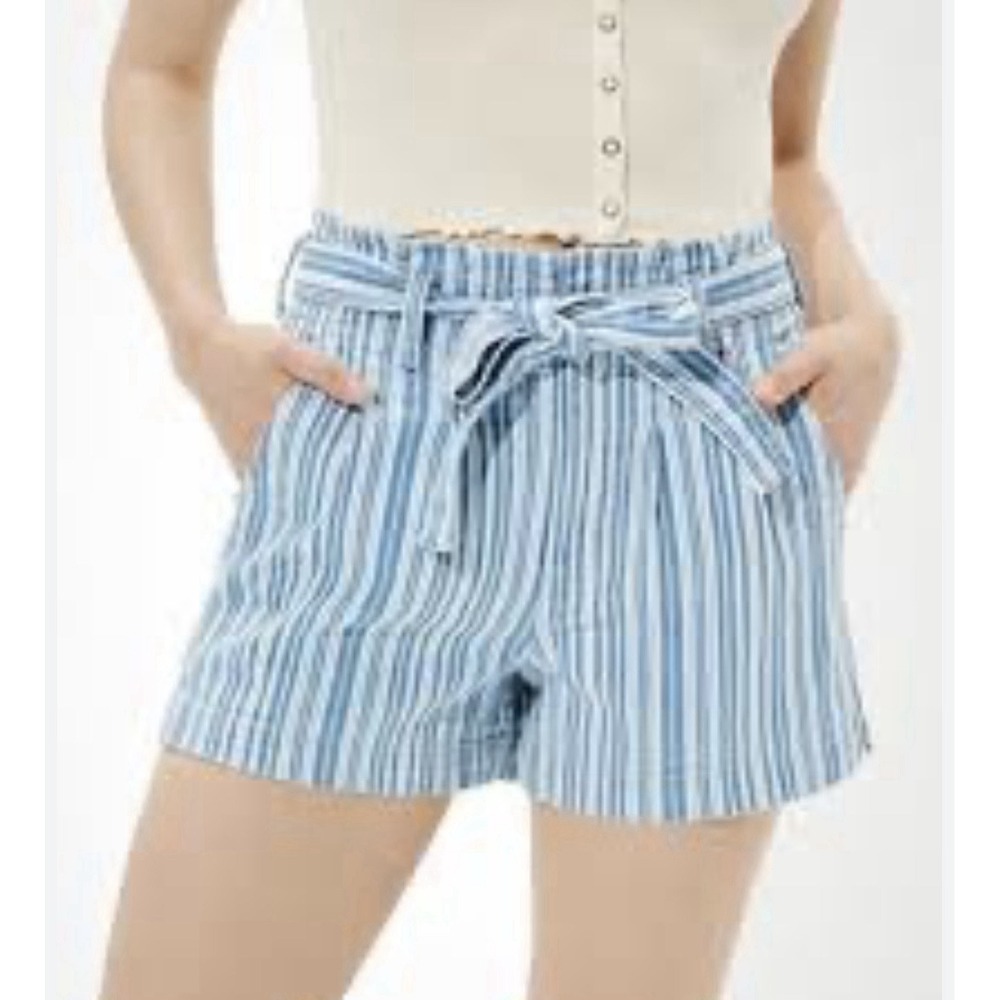 American Eagle Striped Paperbag Waist Cuffed Mom Shorts Women's Size 0 Small